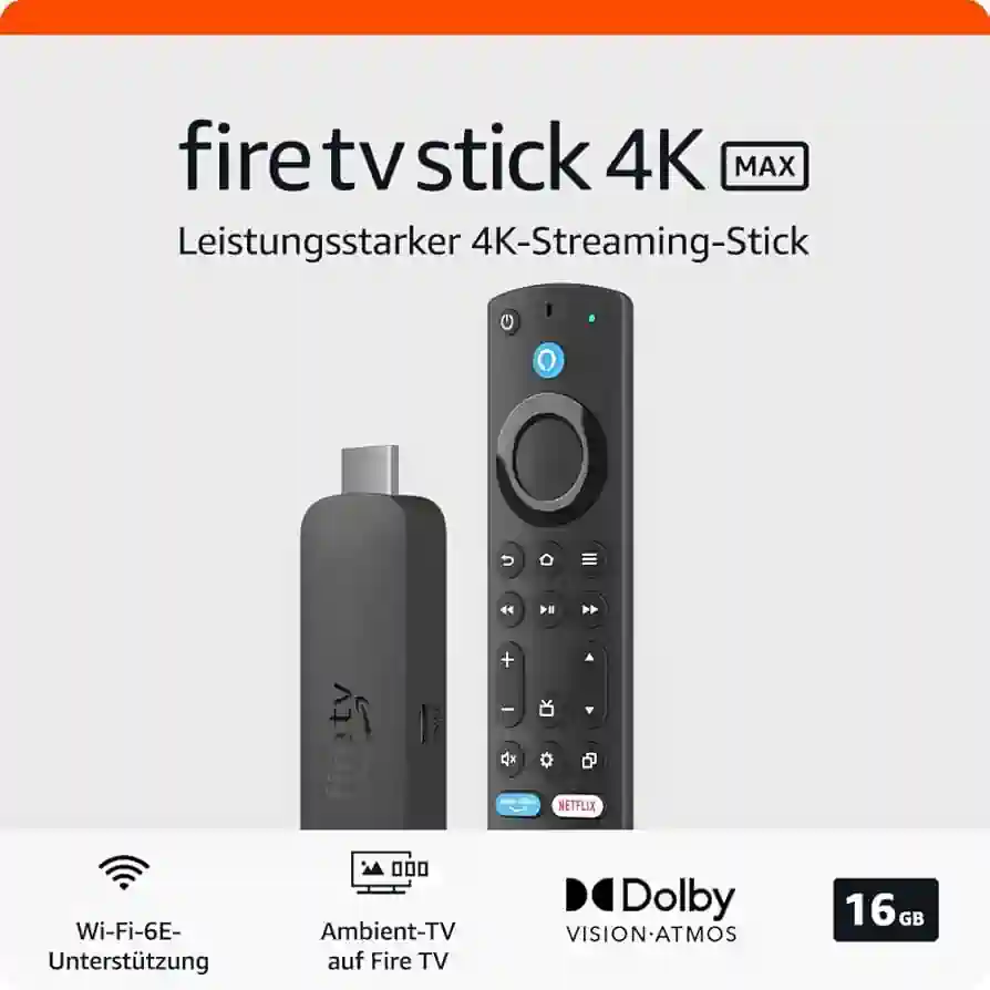 Amazon Fire TV Stick 4K: 50% Rabatt und ein cineastisches Erlebnis für dein Zuhause Tauche ein in die Welt des 4K-Streamings mit dem Amazon Fire TV Stick 4K, der derzeit mit einem beeindruckenden Rabatt von 50% angeboten wird. Dieses Angebot ist zeitlich begrenzt und endet am 24. September um 9:00 Uhr, also solltest du schnell zugreifen! Brillante Bildqualität und immersiver Sound Der Fire TV Stick 4K bietet dir ein atemberaubendes cineastisches Erlebnis mit brillantem 4K Ultra HD, unterstützt durch Dolby Vision, HDR10+ und immersiven Dolby Atmos-Sound. Erlebe deine Lieblingsfilme und -serien in einer Qualität, die dich mitten ins Geschehen zieht. Fortschrittliches 4K-Streaming und Gaming Die neueste Generation des beliebten 4K-Sticks sorgt für Entertainment auf höchstem Niveau und bietet eine noch bessere Streaming-Leistung. Genieße ruckelfreies 4K-Streaming dank Wi-Fi-6-Unterstützung, selbst wenn mehrere Geräte mit deinem Router verbunden sind. Darüber hinaus ist der Fire TV Stick 4K der einzige Streaming-Media-Player mit der Xbox-App. Streame hochwertige Cloud-fähige Spiele wie Forza Motorsport, Starfield und Palworld direkt auf deinem Fernseher mit deiner Xbox Game Pass Ultimate-Mitgliedschaft. Keine Konsole erforderlich! Grenzenlose Unterhaltung und Smart-Home-Steuerung Streame Tausende Filme und Serien von beliebten Anbietern wie Netflix, Prime Video, Disney+ und vielen mehr. Entdecke zudem Tausende kostenlose Filme und Serienepisoden von werbefinanzierten Streaming-Apps wie Amazon Freevee, Twitch und Pluto TV. Der Fire TV Stick 4K erweitert auch die Möglichkeiten deines Smart Homes. Steuere kompatible Geräte wie Kameras, Leuchten und mehr mit deiner Stimme über die Alexa-Sprachfernbedienung. Fazit: Ein unschlagbares Angebot für Filmfans und Gamer Der Amazon Fire TV Stick 4K mit 50% Rabatt ist ein Angebot, das du nicht verpassen solltest. Genieße brillantes 4K-Streaming, immersiven Sound, Cloud-Gaming und Smart-Home-Steuerung – alles in einem kompakten Gerät. Sichere dir jetzt deinen Fire TV Stick 4K und erlebe Entertainment auf einem neuen Level!